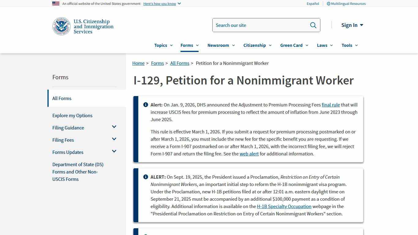 Petition for a Nonimmigrant Worker | USCIS
